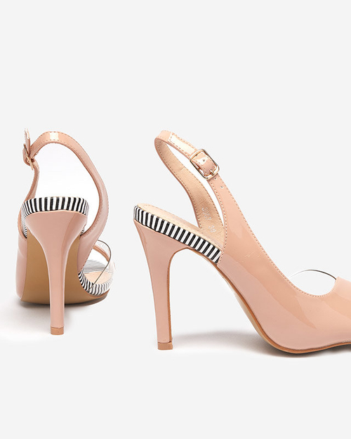 Жіночі нюдові босоніжки на вищому каблуці Rotter- Shoes