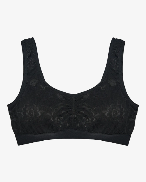 Жіночий спортивний бюстгальтер з мереживом чорного кольору PLUS SIZE - Нижня білизна