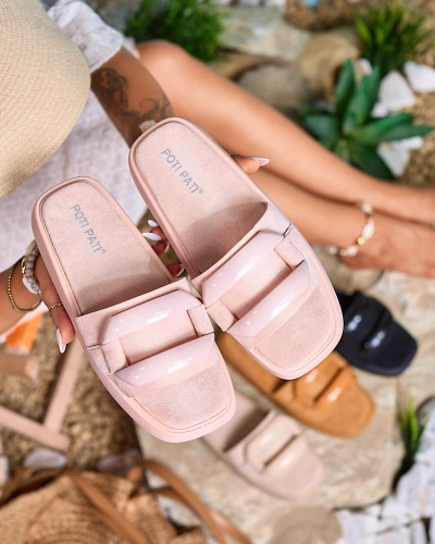 Rosa Damen-Flip-Flops aus Öko-Wildleder Omve - Footwear