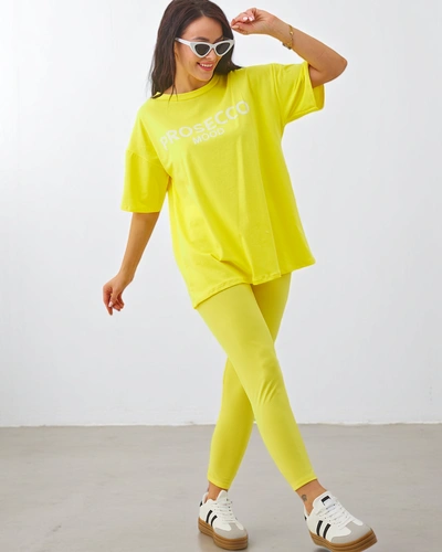 Royalfashion Baumwolle Damen-Set mit kurzen Ärmeln und Leggings