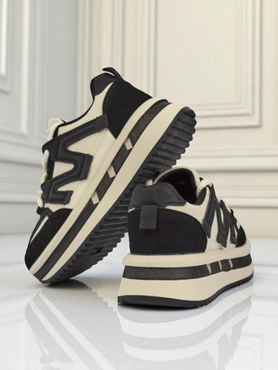 Damen Plateau-Sneakers Selene Nero aus ökologischem Leder, schwarz