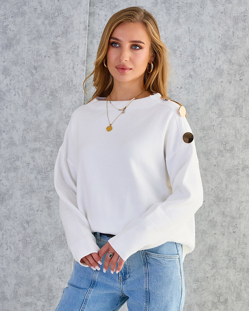 Royalfashion Тонкий жіночий светр з декором на плечах