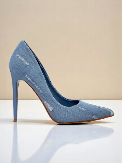 Royalfashion Damen High Heels Pumps Denim Chic