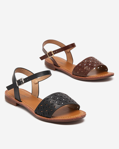 Schwarze Damensandale mit durchbrochenem Kofiil - Footwear