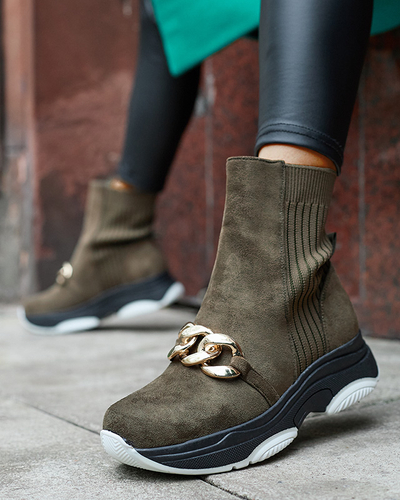 Grüner isolierter Damenstiefel aus Öko-Wildleder Cuzitta- Footwear