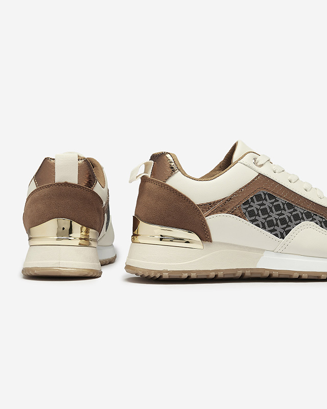 Damen-Schnürschuhe in Beige und Braun Mnerio- Footwear