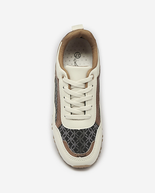 Жіночі бежево-коричневі спортивні кросівки на шнурівці Mnerio- Footwear
