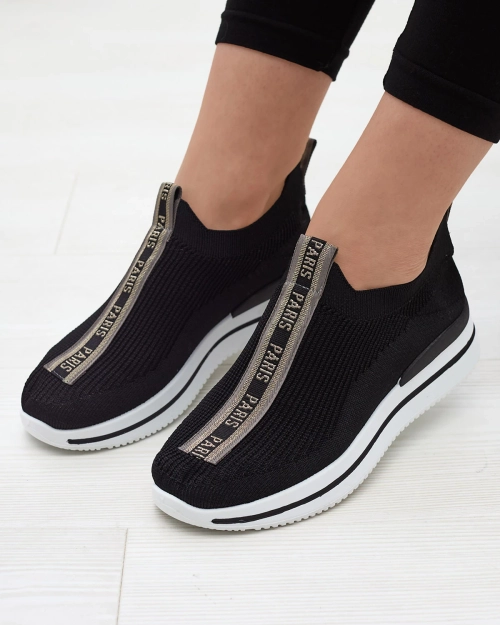 Жіночі спортивні кросівки-сліпони з написом чорного кольору Cerppa- Footwear