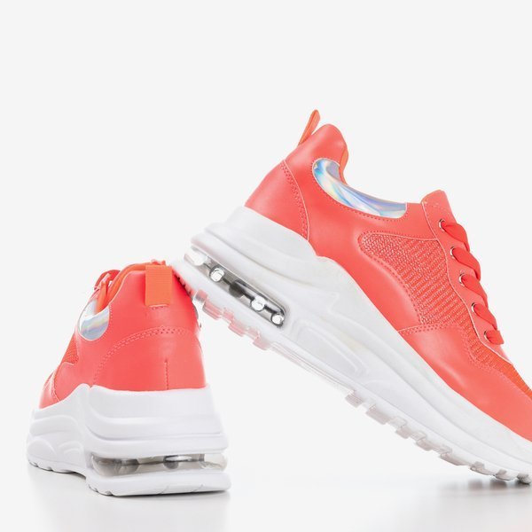 Neonorange Damen-Sportschuhe mit holografischen Piules-Einsätzen - Schuhe 1