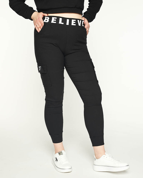 Чорні жіночі штани з кишенями PLUS SIZE