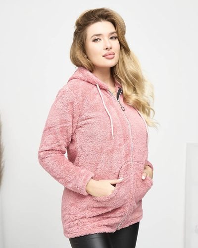 Pinker Plüsch-Hoodie für Damen - Kleidung
