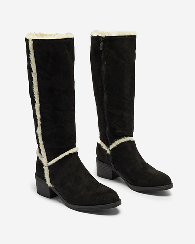 Schwarze Damenstiefel mit Fell Zerriva- Footwear