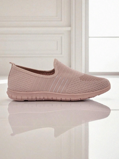 Damen Aelia Schuhe rosa aus Stoff, bequeme Mokassins mit flachem Absatz