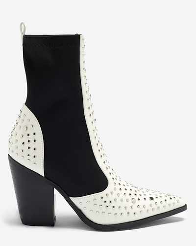 Weiße Cowboystiefel auf höherem Pfosten mit Ricci-Jets - Footwear