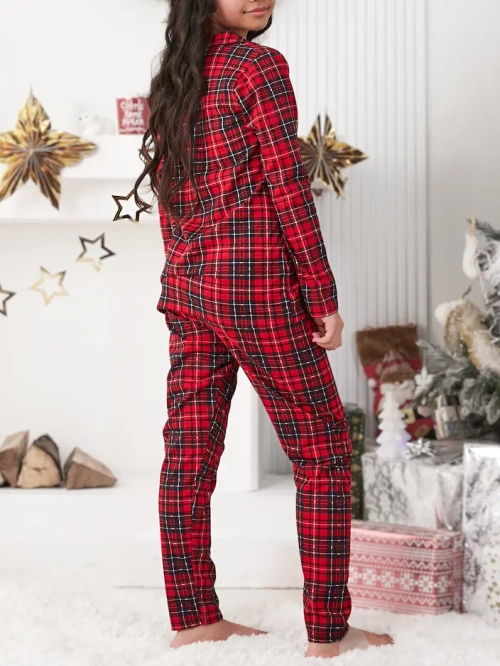 Royalfashion Різдвяні дитячі бавовняні піжами в клітинку