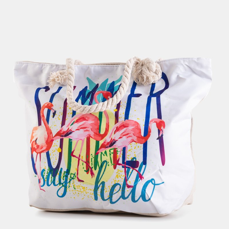 Bunte Strandtasche mit Flamingos - Handtaschen