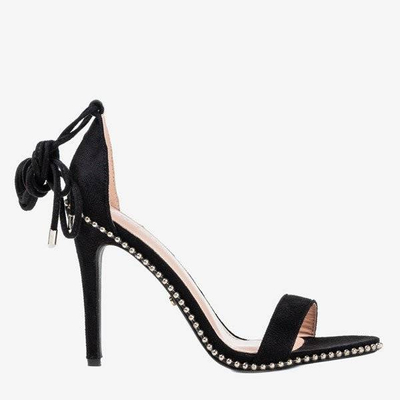 OUTLET Schwarz gebundene Sandalen mit höherem Absatz Taya - Schuhe
