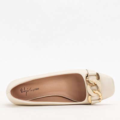 Кремові жіночі туфлі на низьких підборах Vetina