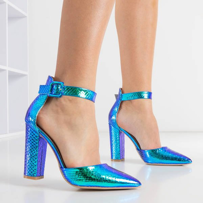 Holographische blaue Pumps a'la Schlangenhaut Monifik - Schuhe