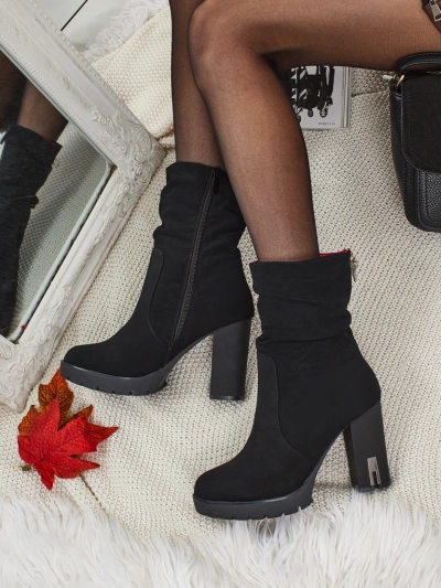 Damen Stiefeletten Öko Leder matt mit Blockabsatz Nivarelle