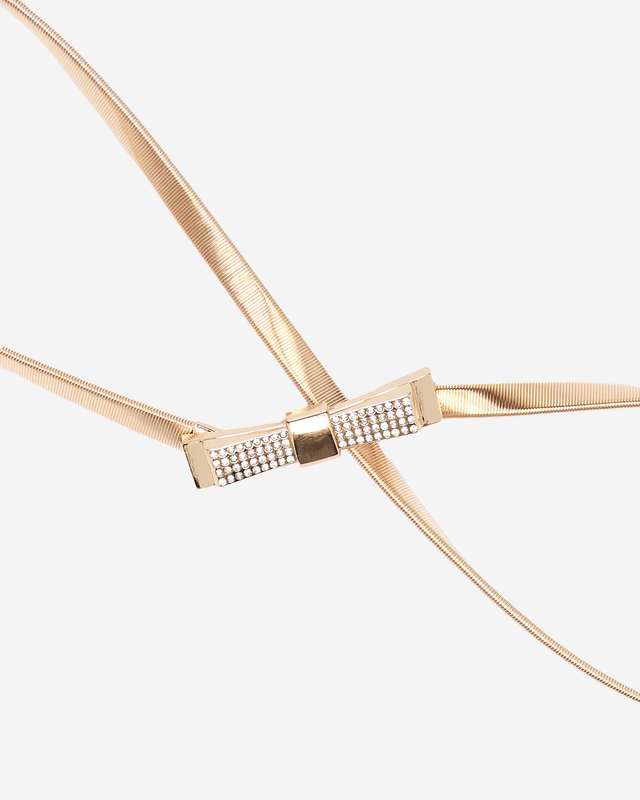 Elastischer Damengürtel in Gold mit Schleifenhaken - Accessoires