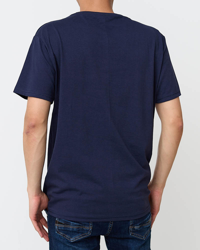 Marineblaues Herren-T-Shirt mit Aufdruck - Kleidung