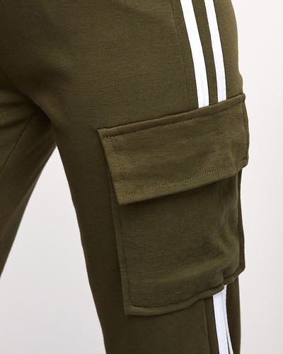 Grüne Damen-Cargohose mit Streifen - Kleidung