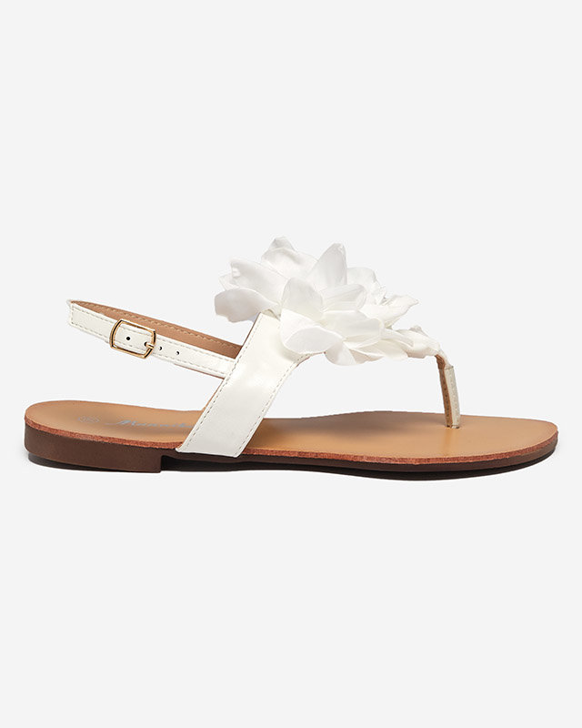 Weiße Damensandalen mit Blume Nerikala - Schuhe
