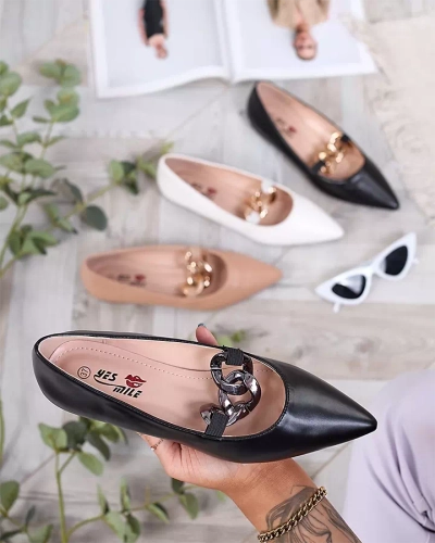 Royalfashion Жіночі балетки з загостреним носом чорного кольору Rahha