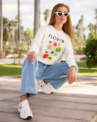 Royalfashion Women's Cotton Thin Print Sweatshirt
