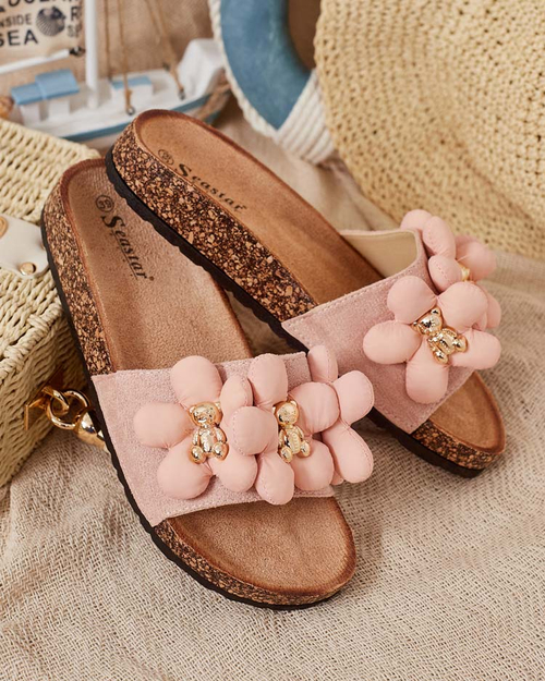 Royalfashion Жіночі шльопанці з золотими ведмедиками та квітами Isaralle