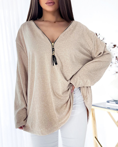 Royalfashion Oversize-Bluse für Damen in Beige