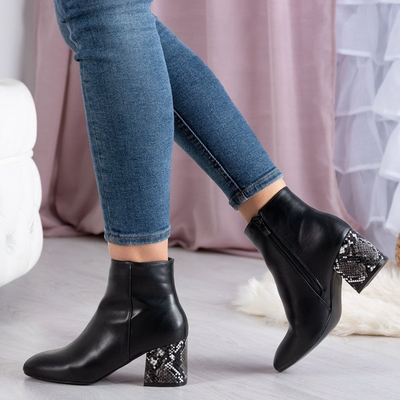 Schwarze Stiefel mit Prägung a&#39;la Rossana Schlangenhaut - Schuhe 1