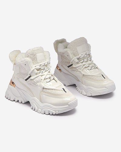 Білі жіночі спортивні кросівки з хутром Sagglo- Footwear