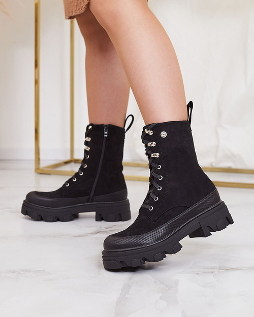 Жіночі черевики на шнурівці Royalfashion чорні Citrisi