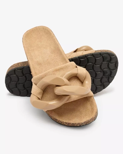 Royalfashion Damen Flip-Flops mit Kunststoffkette in camel Opixi