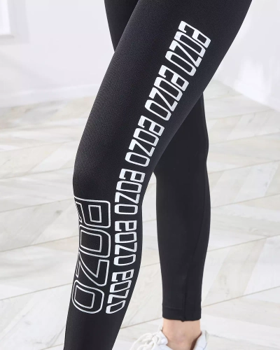 Schwarzes Damen-Sport-Set mit silbernem Schriftzug ICON- Clothing