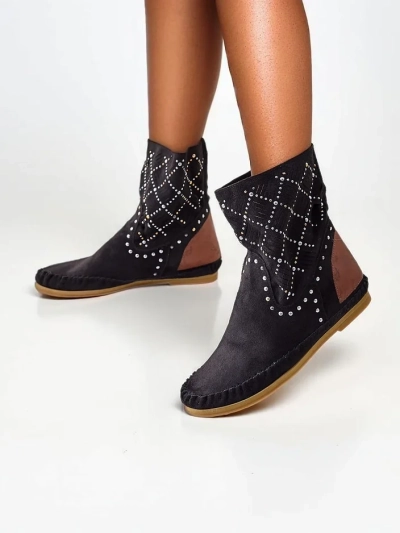 Жіночі ботильйони Royalfashion з низьким каблуком та заклепками, Індійський стиль