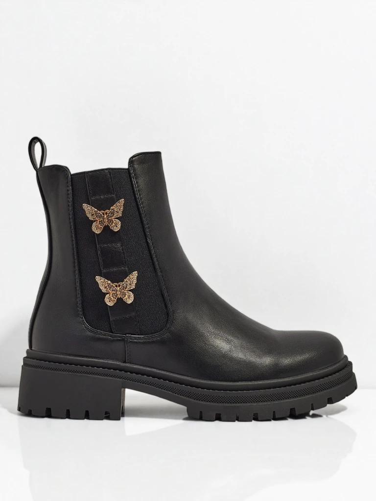 Öko-Leder Damenstiefeletten mit Schmetterlingen Bravelle