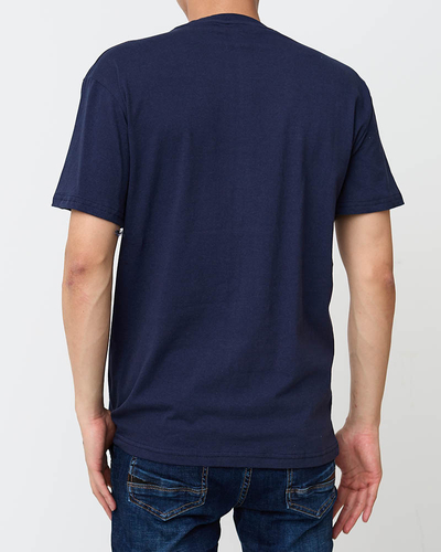 Marineblaues bedrucktes T-Shirt für Herren - Kleidung