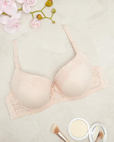Beigefarbener Damen-BH mit Spitze - Unterwäsche