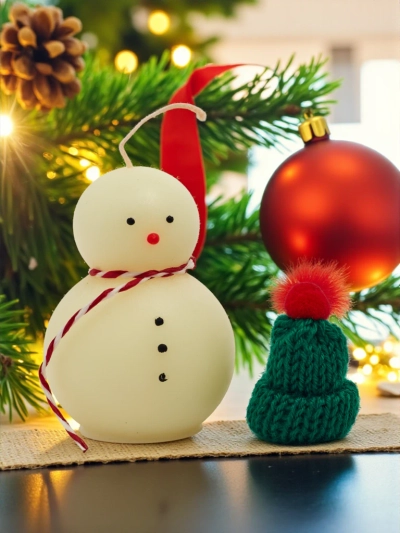 Weihnachtliche Duftkerze Schneemann