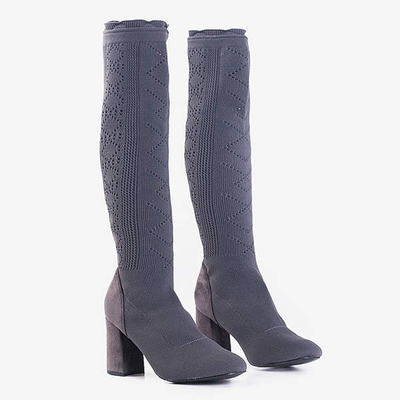 Graue Damenstiefel a'la Balladyna Socke - Schuhe