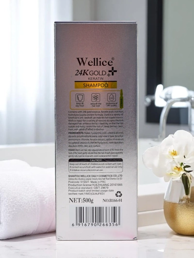 Professionelles Haarschampoo mit Keratin 24K Gold – Intensive Feuchtigkeitspflege und Glättung der Haare 5 in 1