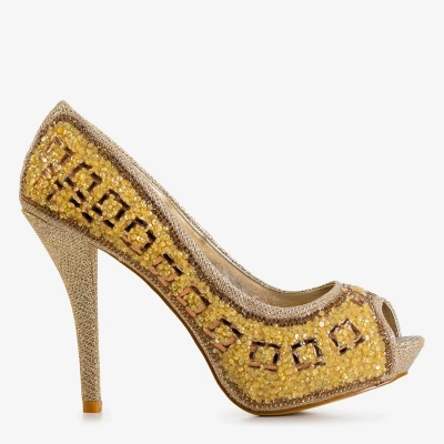 OUTLET Gold Damenpumps mit Verdad-Ornamenten - Schuhe