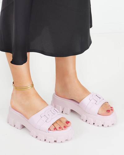 OUTLET Violette Damenhausschuhe auf dicker Sohle Inza-Shoes