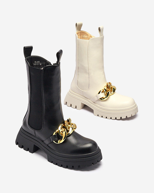 Жіночі черевики з ланцюжком чорного кольору Evves- Footwear