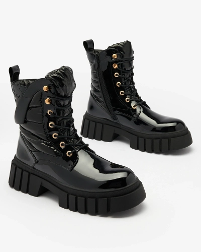 Royalfashion Damenstiefel Wefetto schwarz lackiert