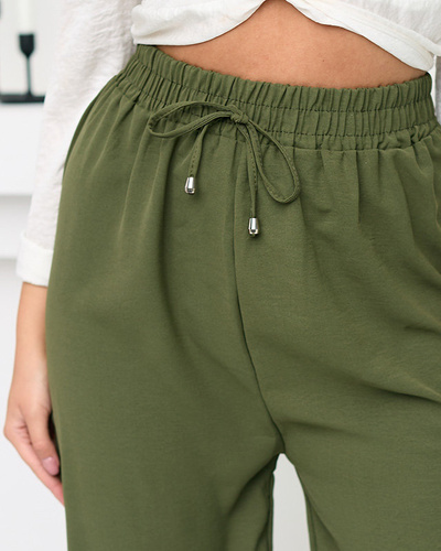Weite Palazzo-Hose für Damen in Grün. Bekleidung