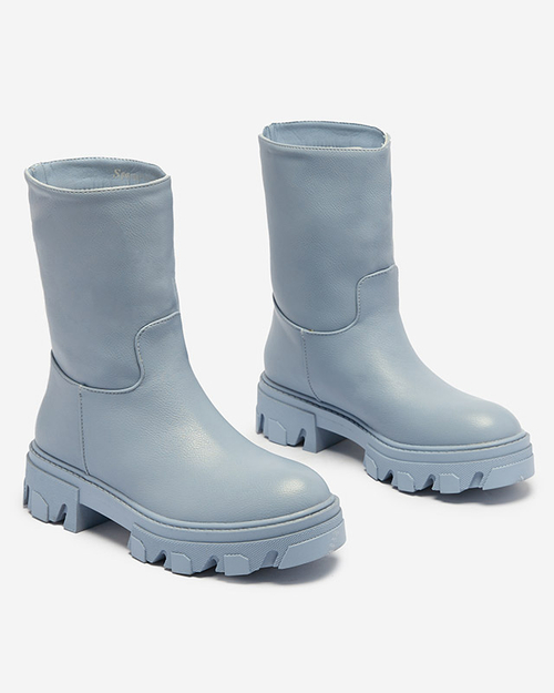Блакитні жіночі чоботи з утепленням Mekira